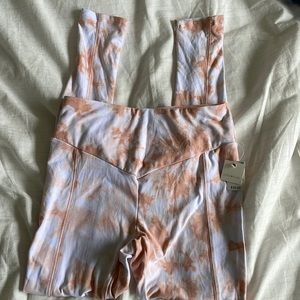 NWT, Buttery soft orange and white tie dye leggings